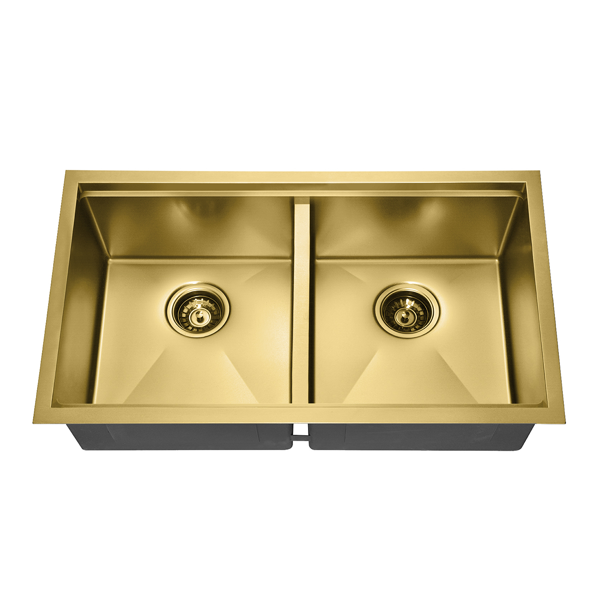 Gold Color Stainless Steel Double Bowl Kitchen Sink with Ledge