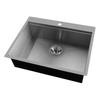 304 Stainless Steel Single Bowl 25 inch Handmade Kitchen Sink with Ledge Dish Rack