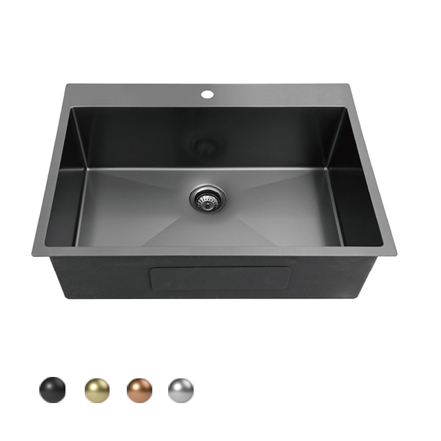 Stainless Steel Handmade Dual Mount Drop In UPC Gunmetal Black Kitchen Sink