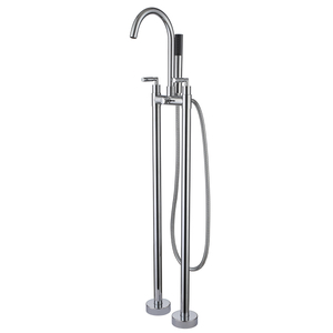 Aquacubic Home Freestanding Bathtub Floor Mounted Waterfall Faucets with Hand Shower