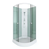 Commercial Walk-In Corner Shower Room System - Sliding Glass Doors, HydroMassage Jets & LED Mood Lighting, Pre-Assembled Bathroom Cabin Kit 