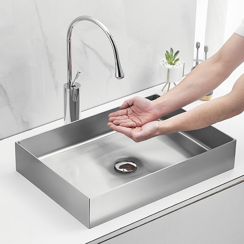 Fashion Stainless Steel Nano Rectangle Bathroom Above Counter Wash Art Basin