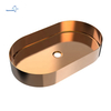 Aquacubic Modern Oval Round SS304 Sink Stainless Steel Gold Bathroom Hand Wash Basin for Lavatory Vanity Cabinet