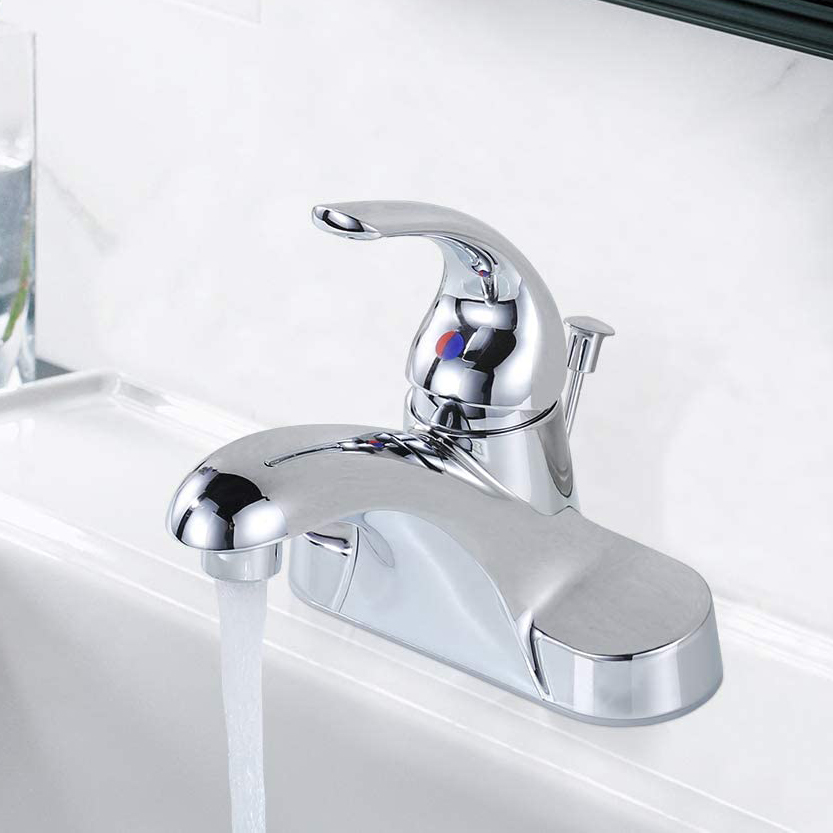 Low Arc Lead Free Single Handle 4 inch Centerset Bathroom Sink Faucet