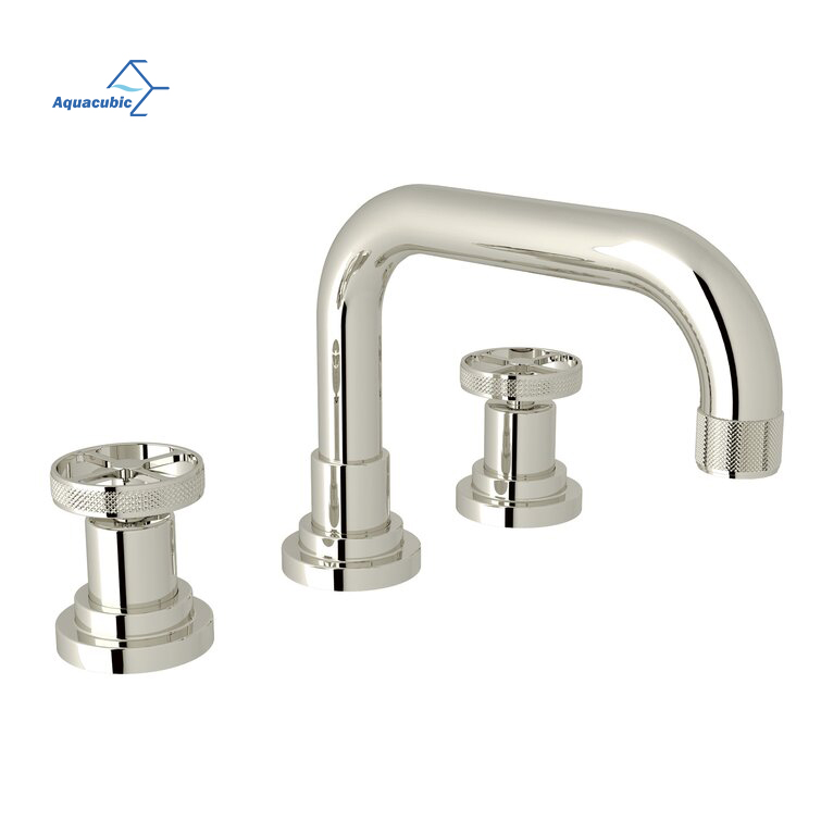 Aquacubic Modern Industrial style Bathroom Widespread Double Handle Basin Mixer Faucet