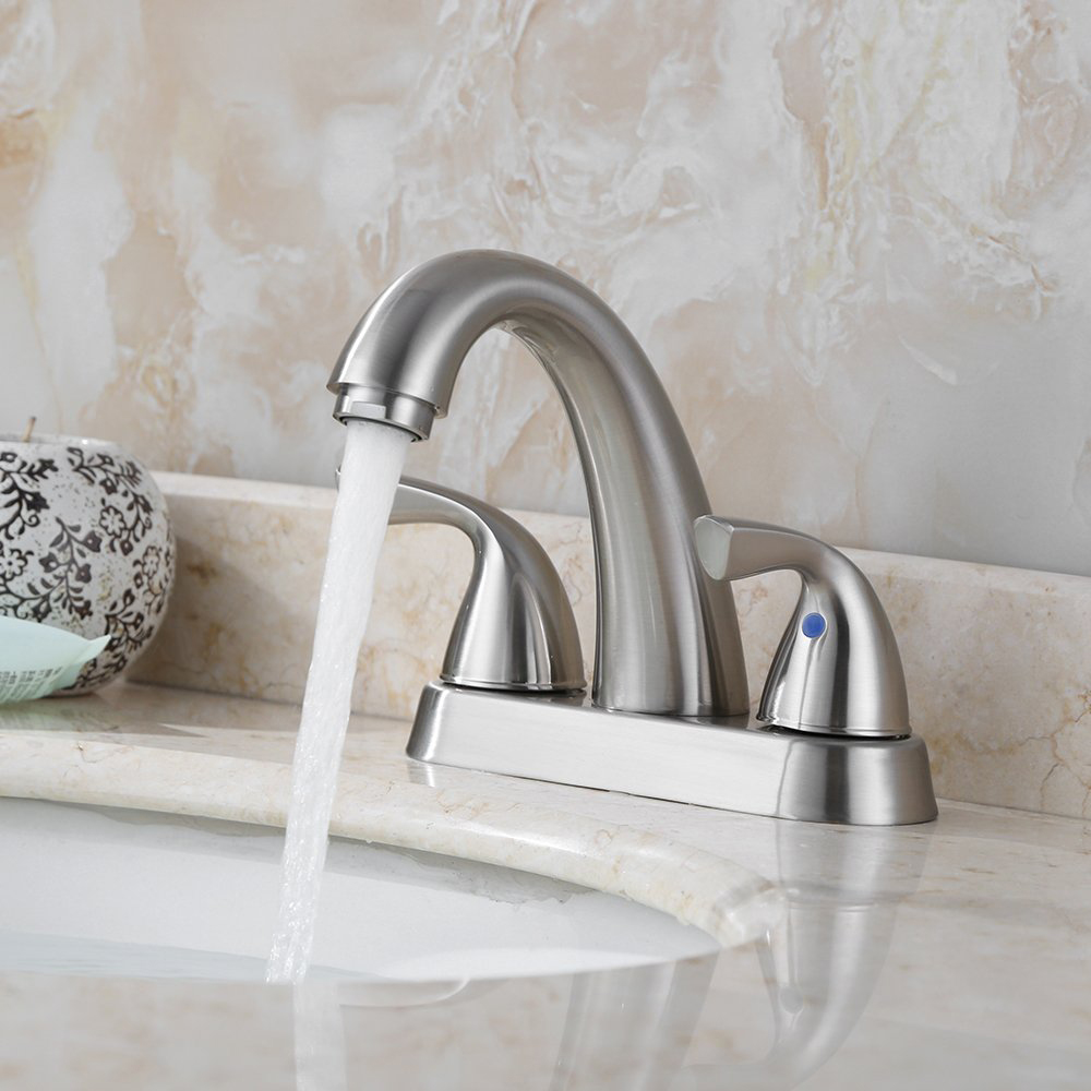 Lead-Free cUPC Lavatory Faucet Mixer Double Handle Tap Deck Mounted with Drain