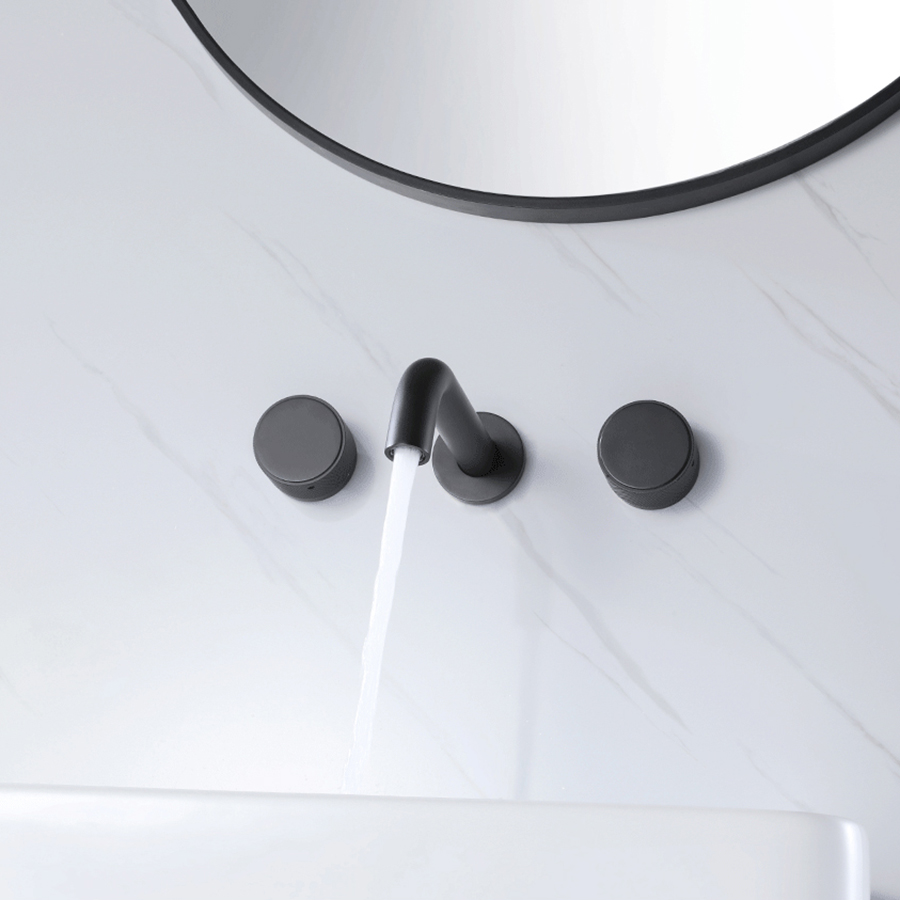 Factory Wall Mount Bathroom Sink Faucet Dual Handle Brass Basin Faucet Mixer Tap for Wash Basin