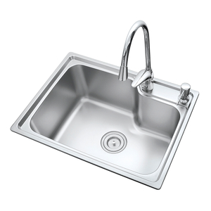 Hot South America SUS 201 deep drawn single bowl 580 x 440 x 200 mm Stainless Steel Pressed / Drawn Kitchen Sink