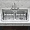 Modern 830 x 550 x 120 inch Double Bowl Stainless Steel Pressed / Drawn Kitchen Sink