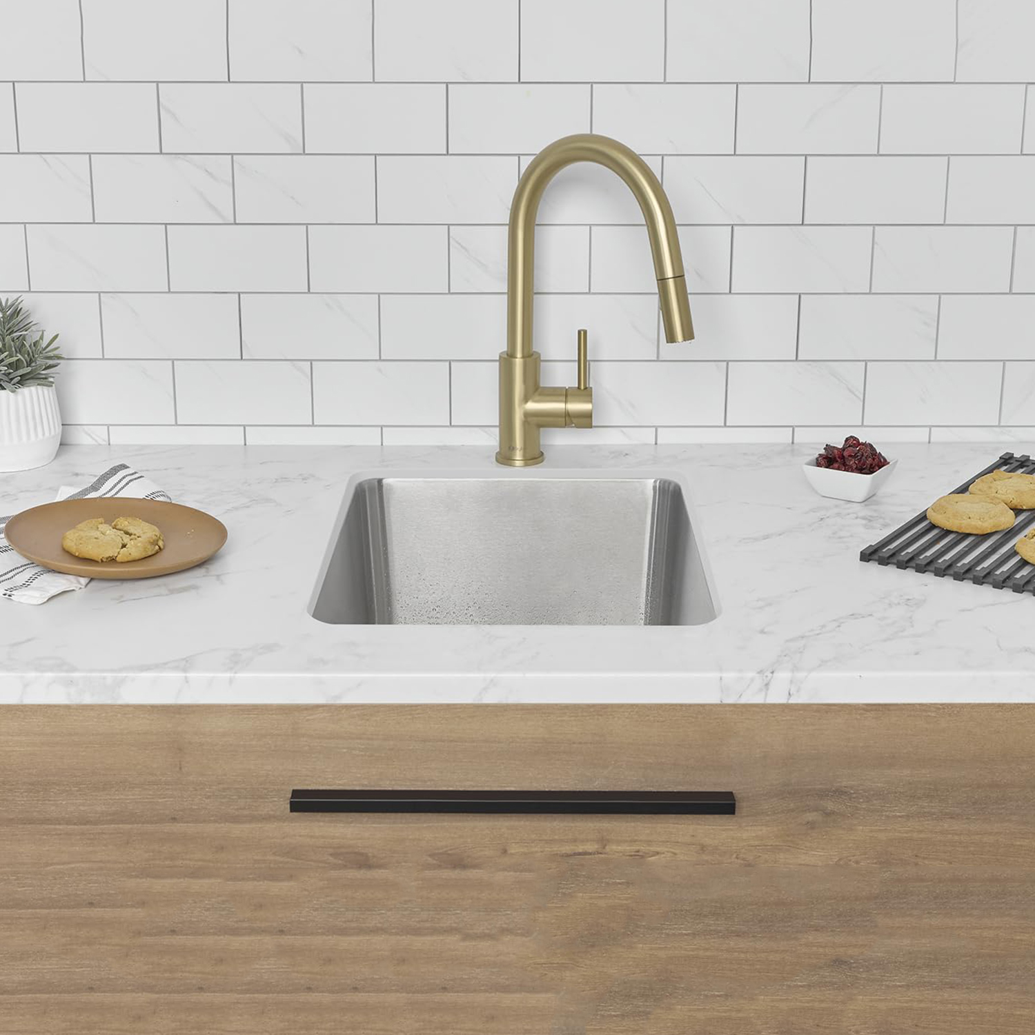 High Quality Small Single Bowl 304 Stainless Steel No Tariff Deep Wash Counter 15 Inch Kitchen Sink Ship from Thailand