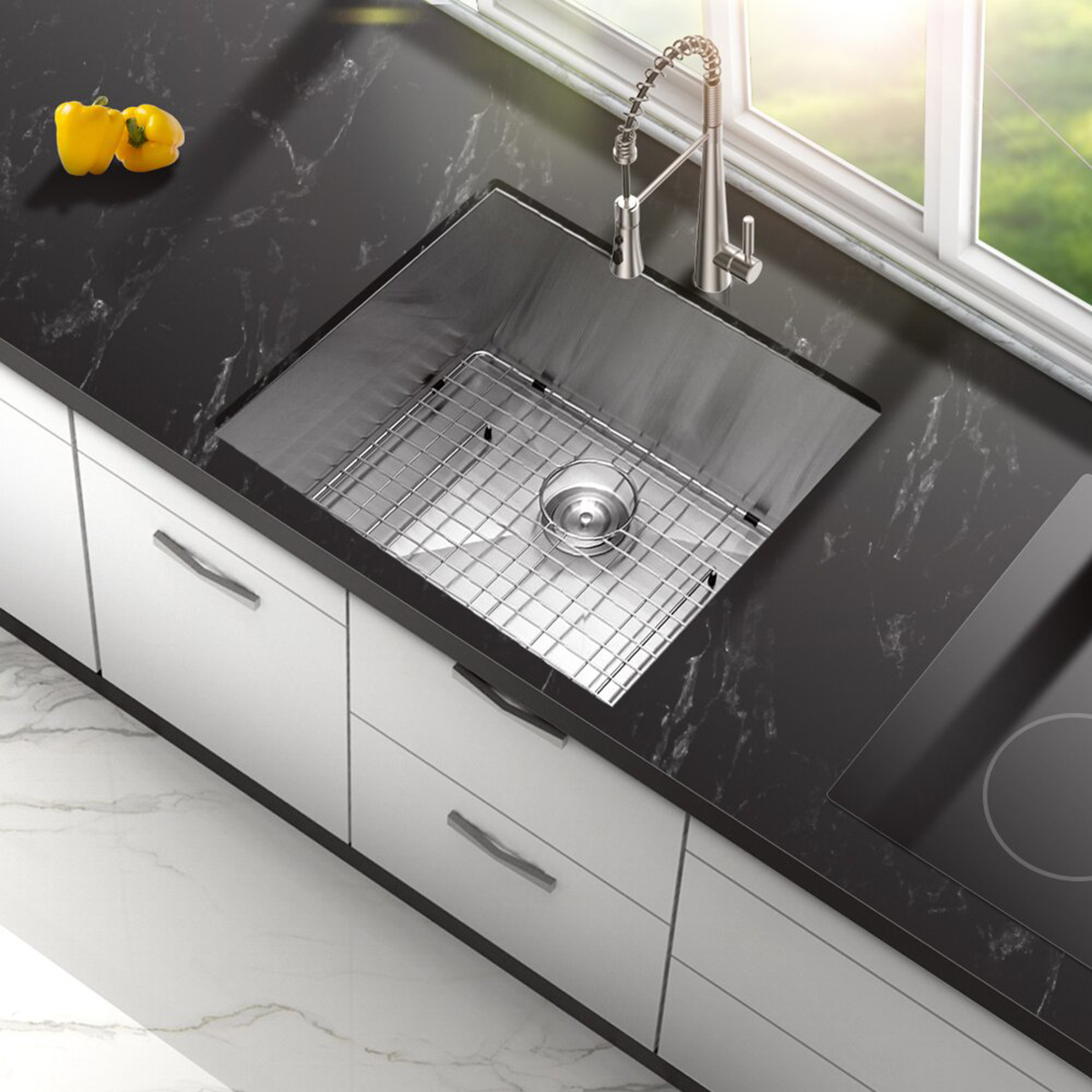 25 Inch Stainless Steel Handmade Undermount Kitchen Sink Under Counter Sink 16 Gauge Single Bowl Bar Sink