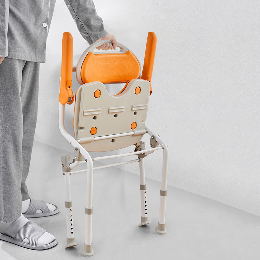 Disabled Temple Form Foldable Folding Bathroom Elderly Adjustable Bathroom Stool Used Giveaway Bath Shower Chairs Seat