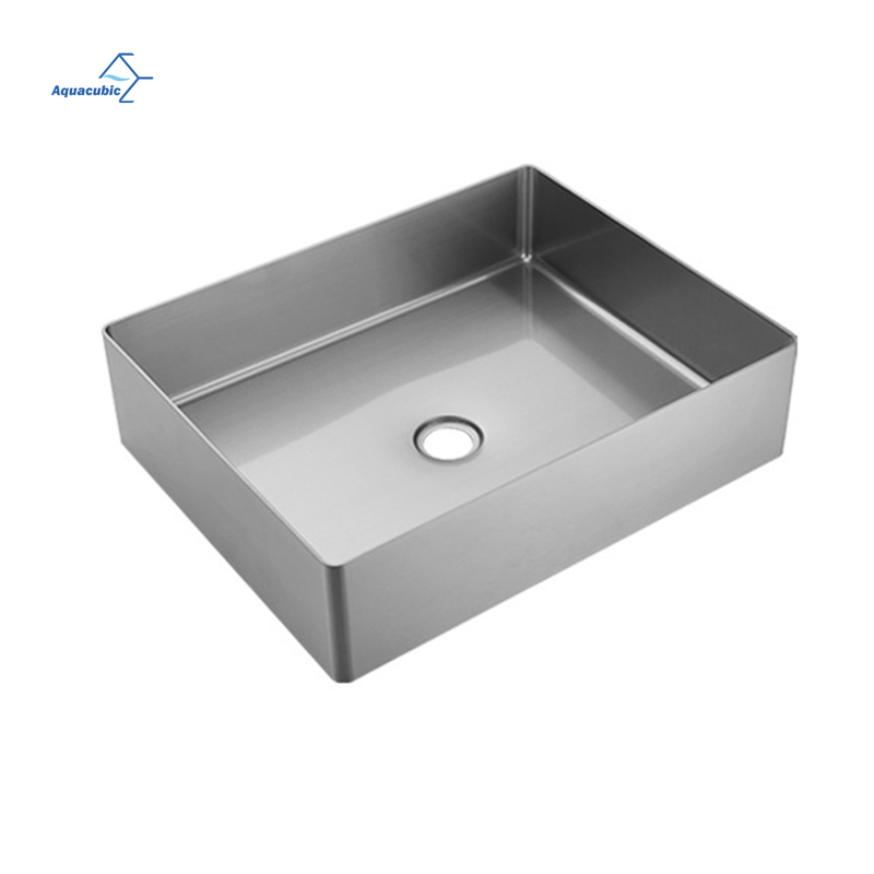 Modern Design Hotel Decoration Rectangle Bathroom Wash Hand Basins Counter 304 Stainless Steel Sink