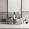 Modern Stainless Steel Bathroom Sink Above Counter Vessel Basin PVD Nano Coating 15.8" Round Sink With Drain