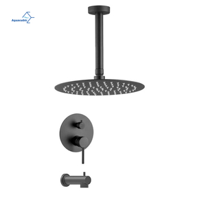 Ceiling Shower System Rain Round Shower Head Shower Faucet Set with Tub Spout and Valve 