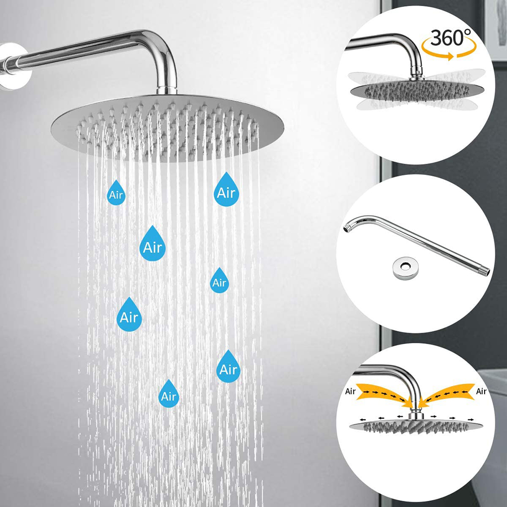 Aquacubic cUPC Chrome Double Handle Shower Faucet Set 10" Rain Shower Head with Handheld Shower