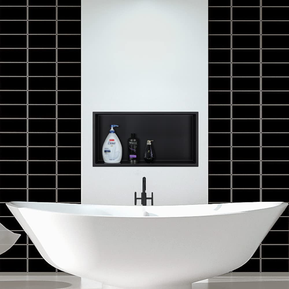 Customized Manufacturer 304 Stainless Steel Single And Double Black Bathroom Shower Niche