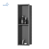 Professional Manufacturer Modern gunmetal gray Wall Hung 2-cell Metal Shelf with stainless steel embedded niche