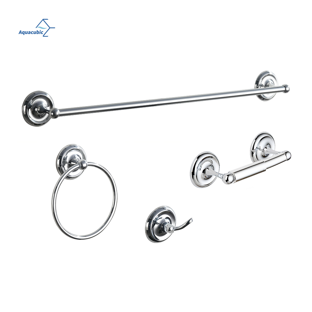 4 Pieces Bathroom Hardware Accessories Set, Towel Bar, Towel Ring, Toilet Paper Holder, Bathrobe Rack Wall Mounted