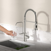 3-in-1 Pull Down Kitchen Faucet with Drinking Water Tap | 20" High Arc, Brushed Nickel | No Filter Required