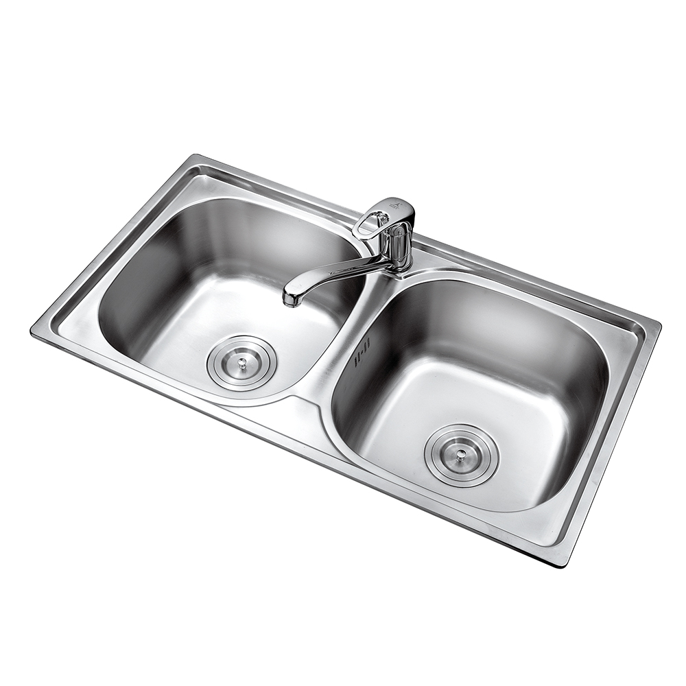 780 x 420 x 190 mm Double Bowl Stainless Steel Pressed / Drawn Kitchen Sink