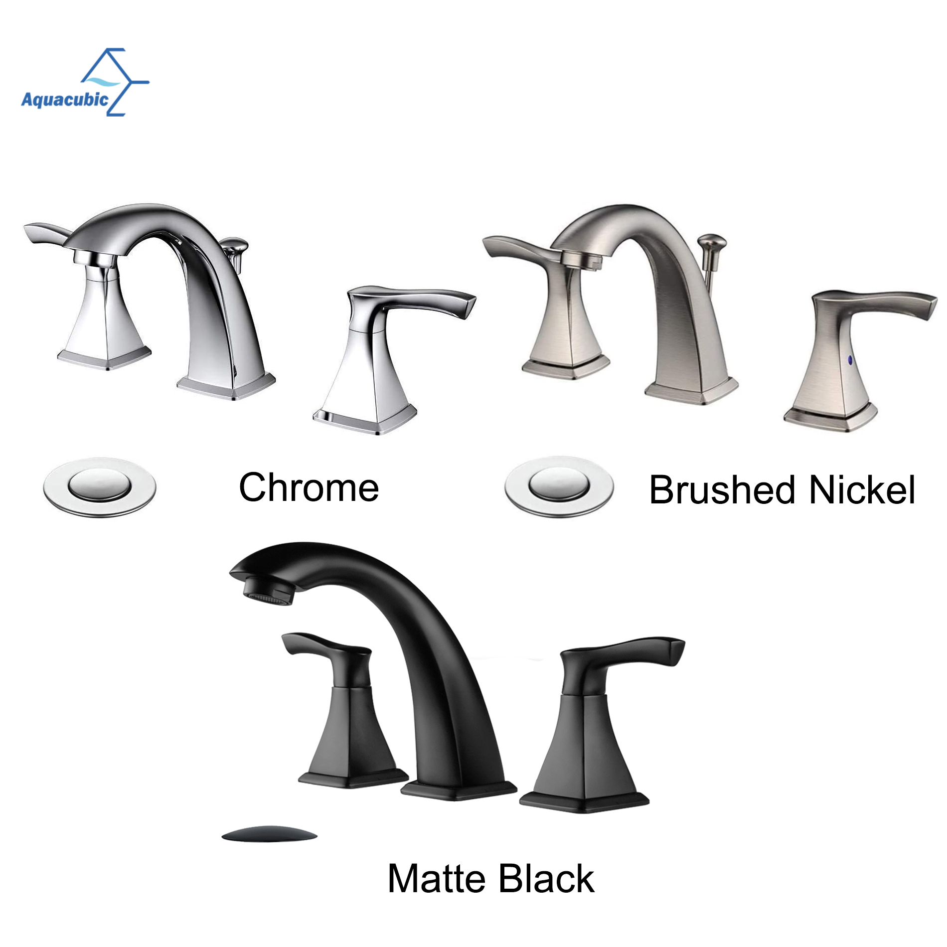 Luxury Faucets Mixers Taps - Basin Sink Faucet Modern - 8 Inch Brass 3 Hole Basin Faucet Bathroom