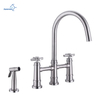 Factory Supplier 4 Holes Kitchen Brass Revolving Sink Faucet Bridge Kitchen Faucet