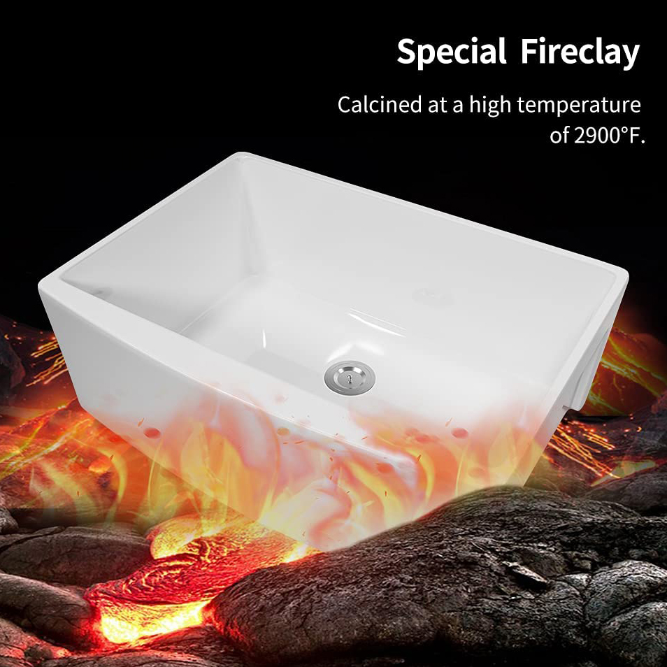 Luxury 24 inch Fireclay Farmhouse Kitchen Sink Ceramic Farmhouse single bowl white Apron Front Porcelain Kitchen Sink with UPC certified