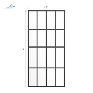 Custom design 8 mm frameless single panel black bathroom screen single Walk-in glass shower doors