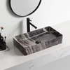 Rectangular Ceramic Vessel Sink | Water Transfer Marble Finish Customizable Colors & Styles for Hotels (Bulk Order)