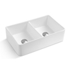 32 Inch White Fireclay Double Basin Reversible Kitchen Sink