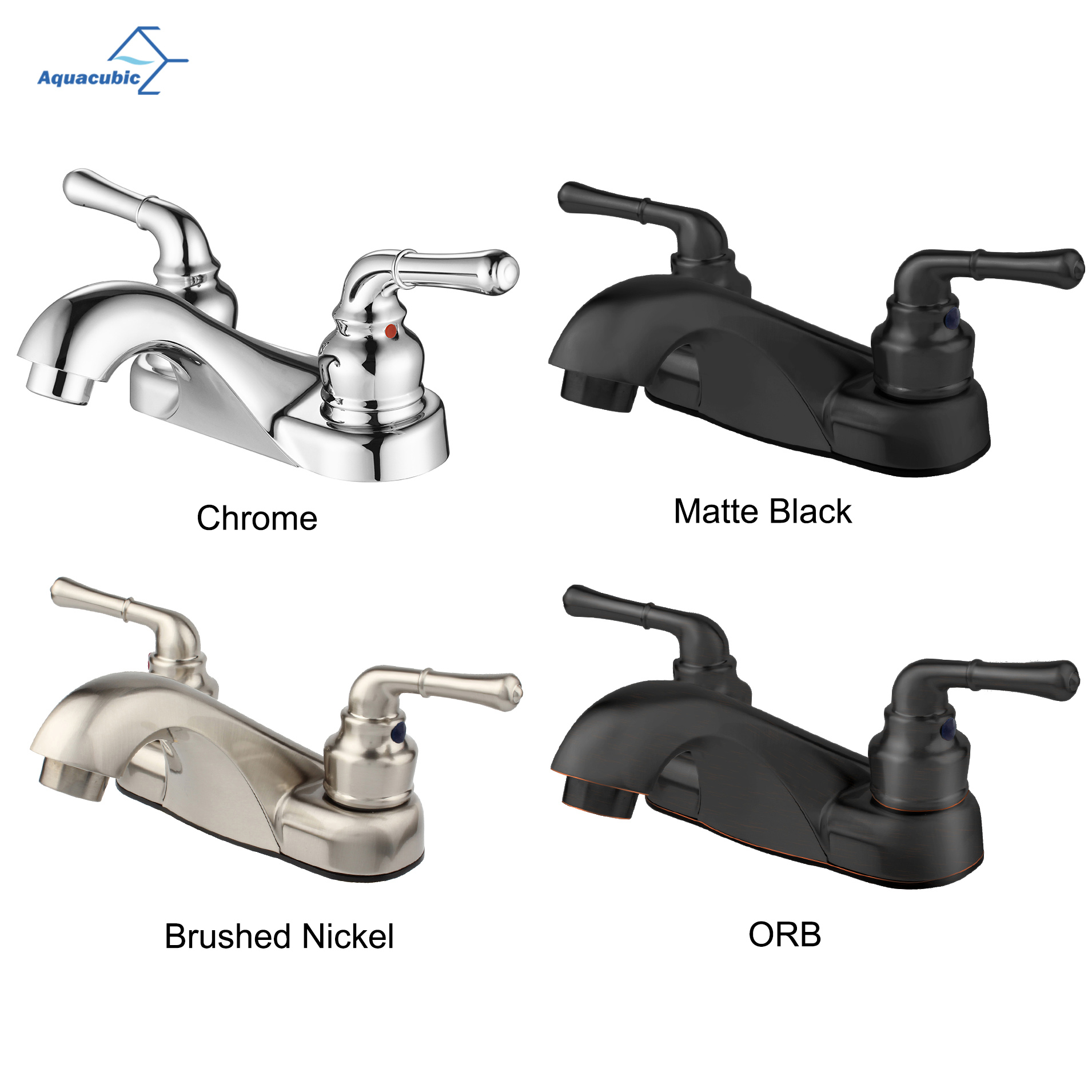 Modern Brushed Low Arc Centerset 2 Handle Bathroom Basin Faucet