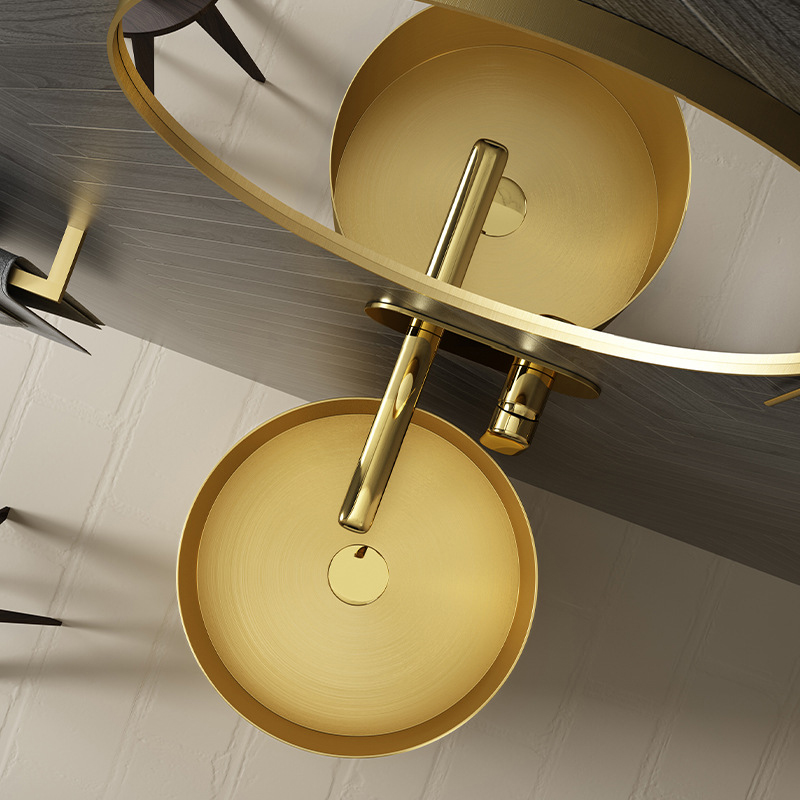 Modern 304 Stainless Steel Bathroom Sink Round Shape Freestanding Column Pedestal Wash Basin