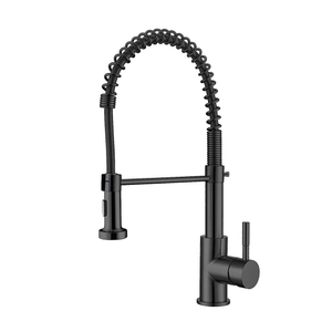 China Factory CUPC Certified Solid Brass Matte Black Pull Down Spring Kitchen Faucet