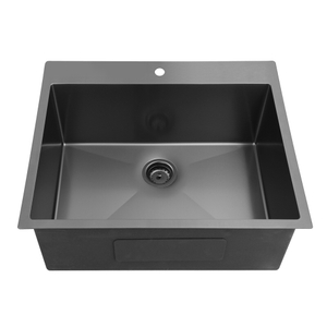 25 Inch Stainless Steel Nano Black Topmount Dual Mount Handmade Kitchen Sink
