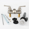 Modern Brushed Low Arc Centerset 2 Handle Bathroom Basin Faucet