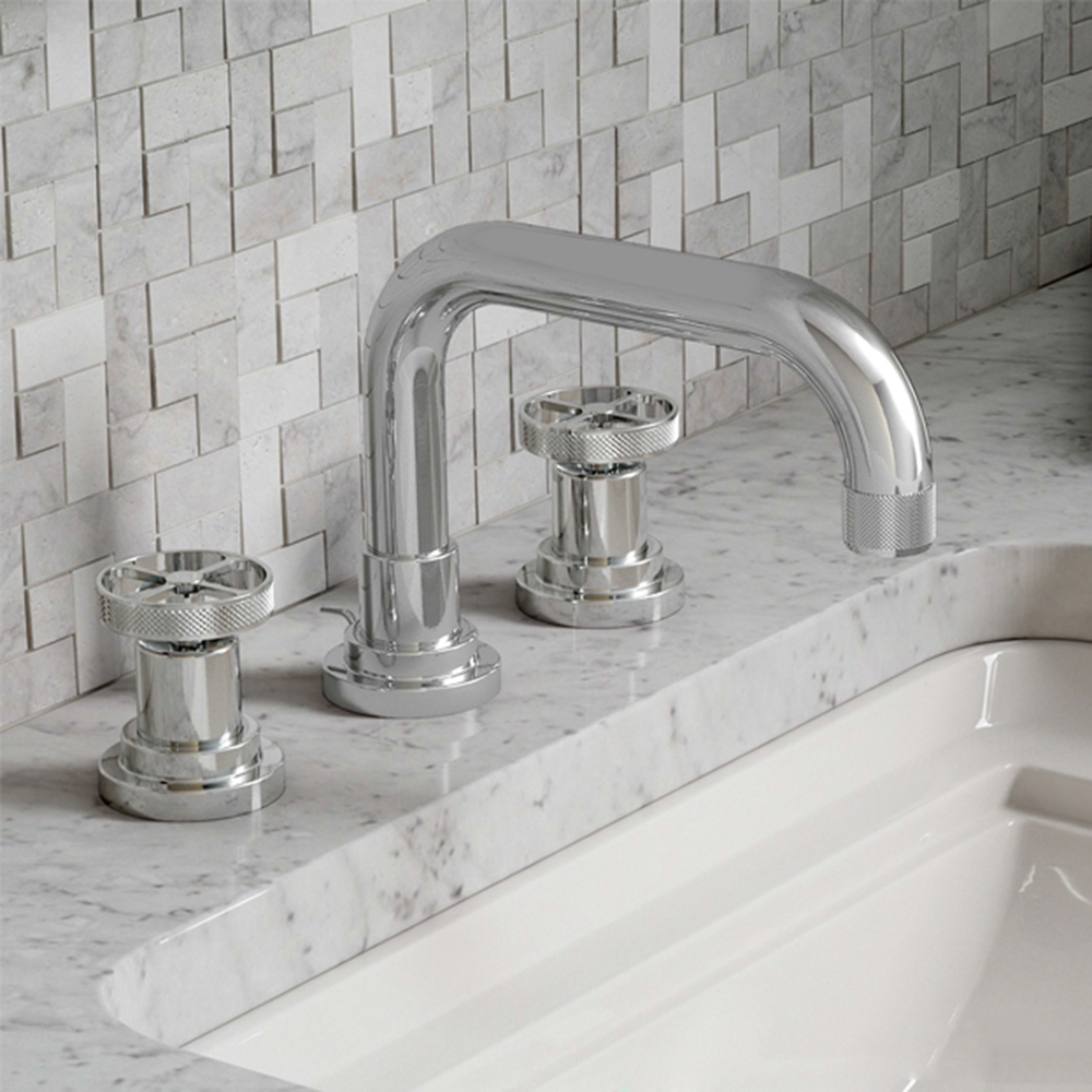 Aquacubic polished Chrome Contemporary Low-Arc 2-Handle Bath Vanity Sink Faucet Tap
