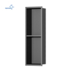 Professional Manufacturer Modern gunmetal gray Wall Hung 2-cell Metal Shelf with stainless steel embedded niche