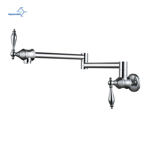 Wall Mounted 23.58" Polished Chrome Ceramic Contemporary Swivel Pot Filler Tap Folding Kitchen Faucets 