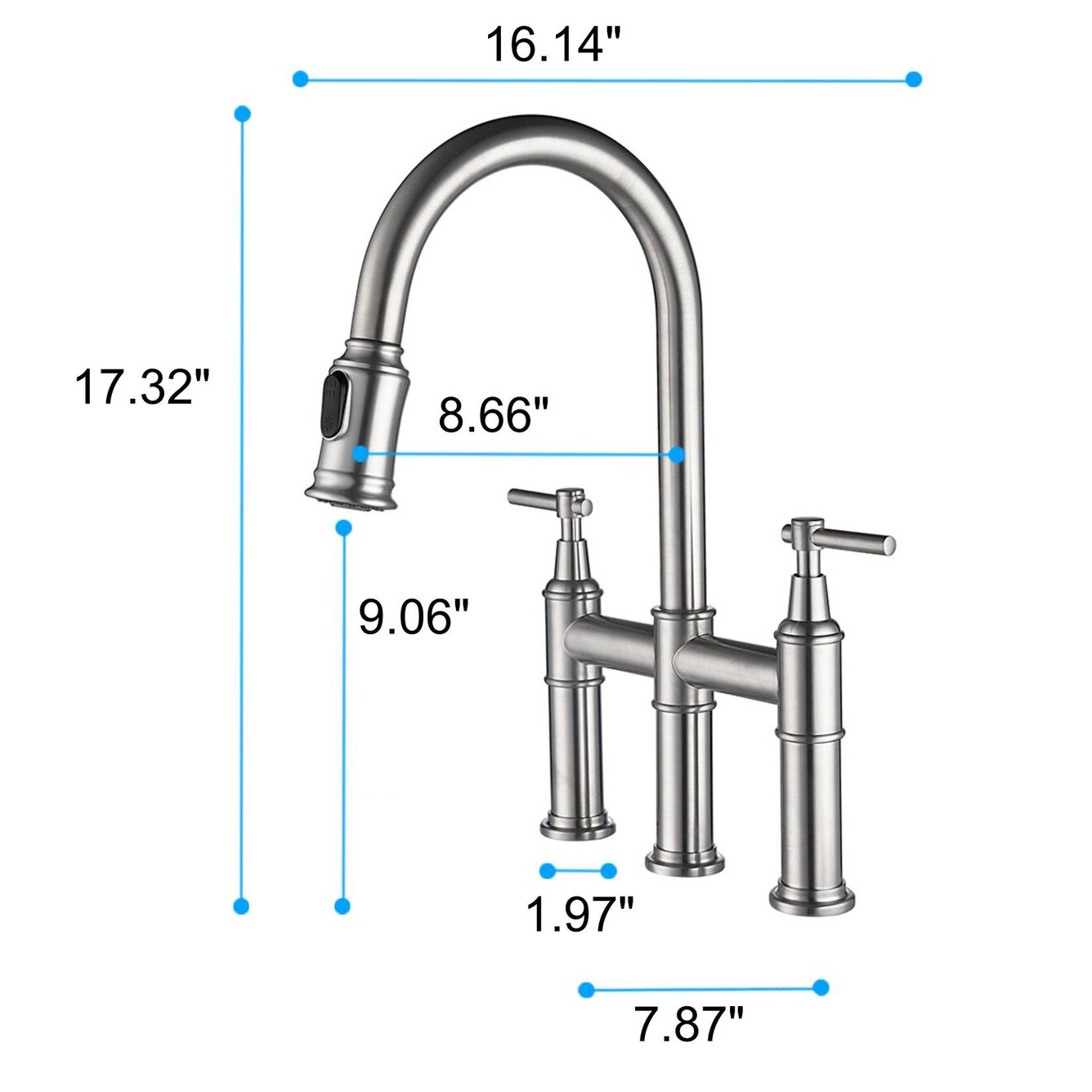 8 Inch kitchen Excellent Solid Easy Install Bridge Faucet