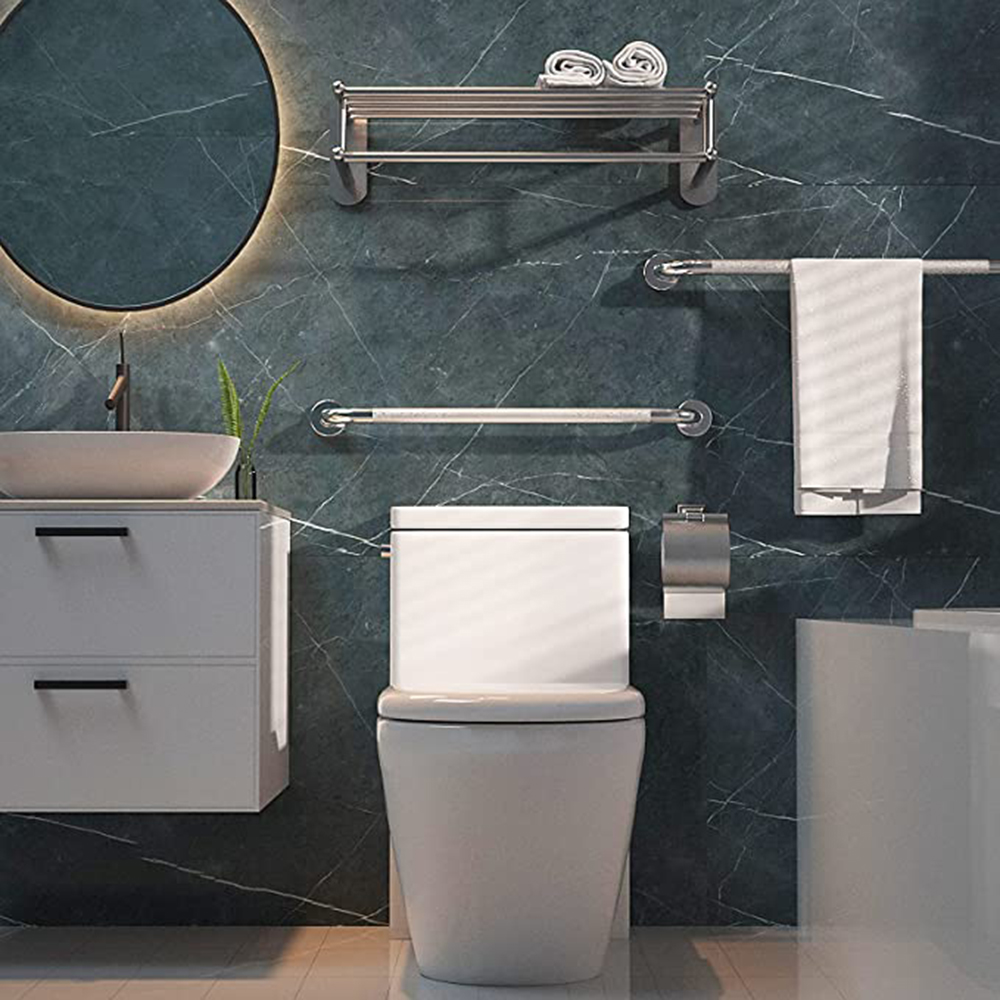 16" Stainless Steel Shower Grab Bar – Safety Handrail for Bathroom, Elderly & Handicap Support, Non-Slip Bath Handle (ADA compliant)