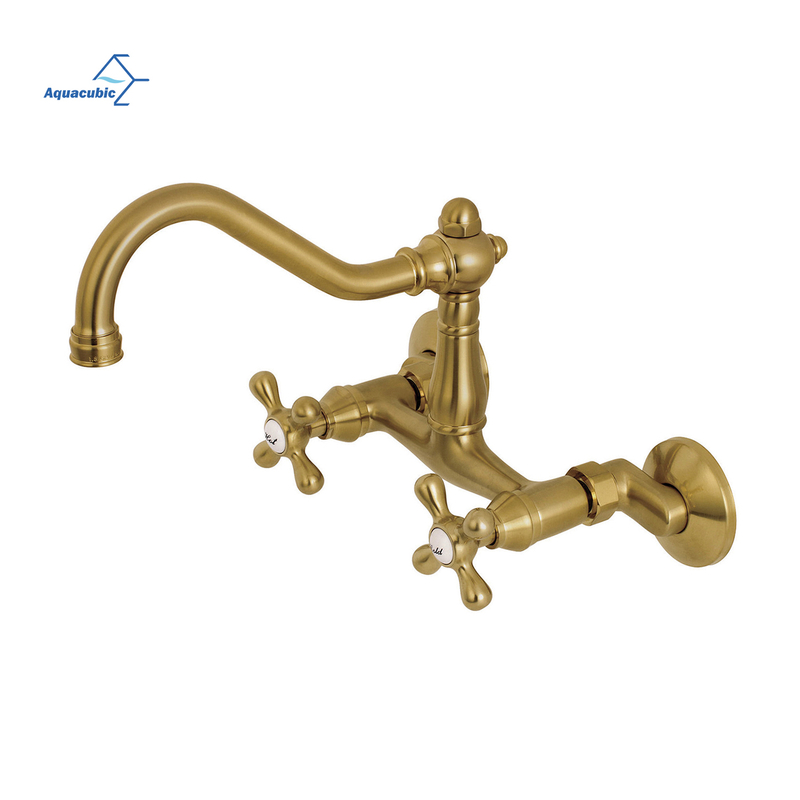 High Quality China Factory CUPC Bridge Double Handle Antique Luxury Vintage Brass Bathroom Faucet