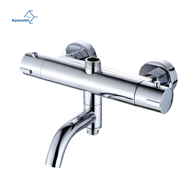 Modern Chrome Thermostatic Mixing Valve Wall Mount Shower Mixer Bar Replacement Valve Outlet