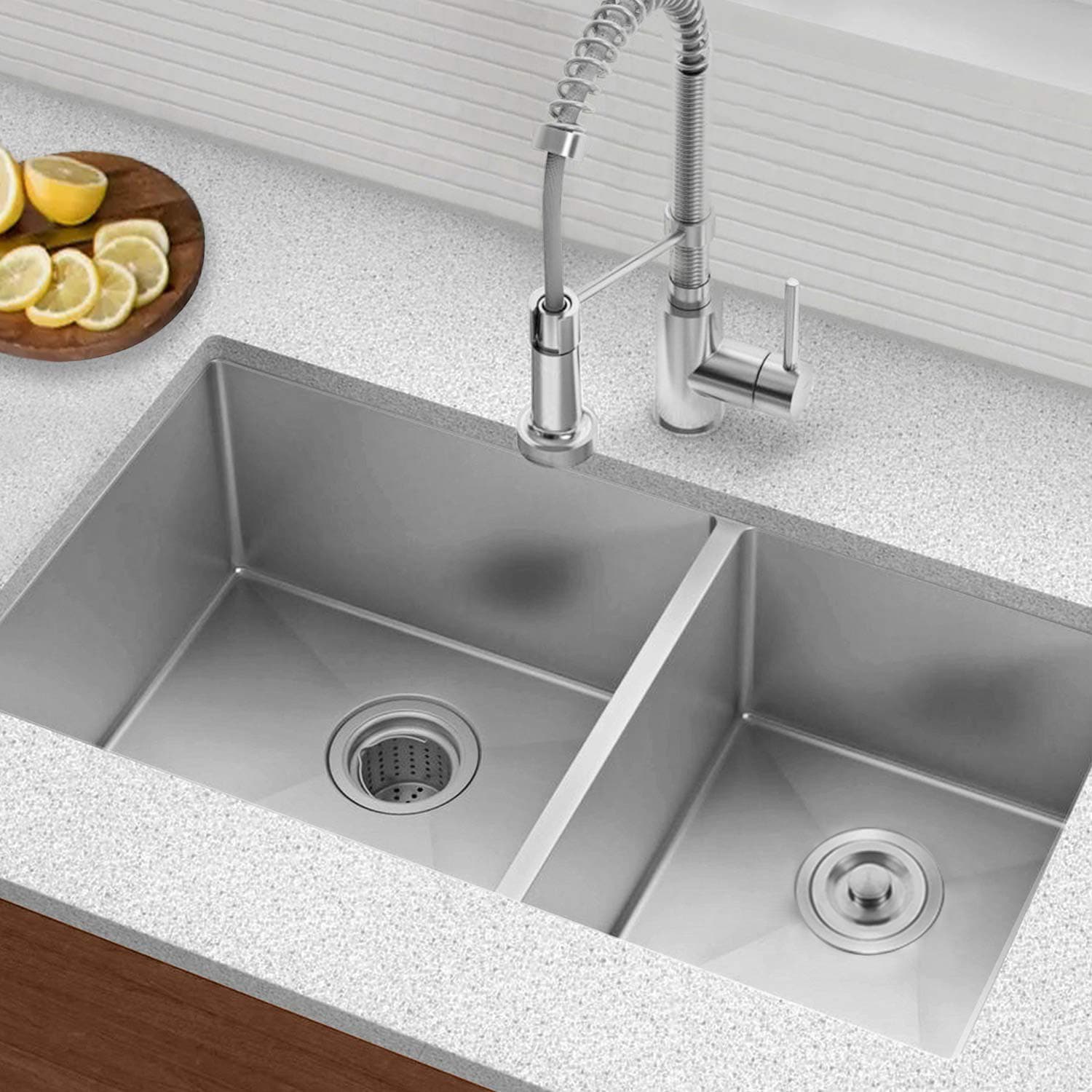304 Stainless Steel Handmade Undermount Kitchen Sink – 60/40 Double Bowl, Noise-Reducing, Rustproof & Easy Clean
