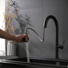 Single Handle Matt Black Pull Down Kitchen Sink Faucet / Tap with Rose Gold Sprayer