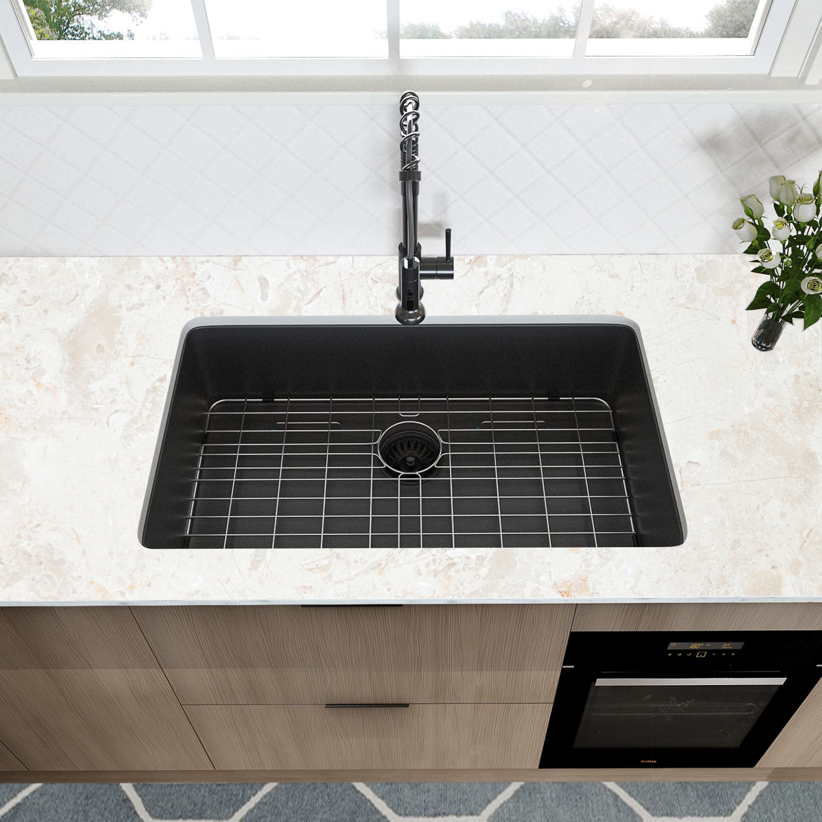 Black Stainless steel Double Bowl Undermount Kitchen Sink
