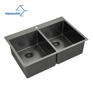 Black Stainless steel Double Bowl Topmount Kitchen Sink