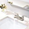 Modern Brushed Low Arc Centerset 2 Handle Bathroom Basin Faucet