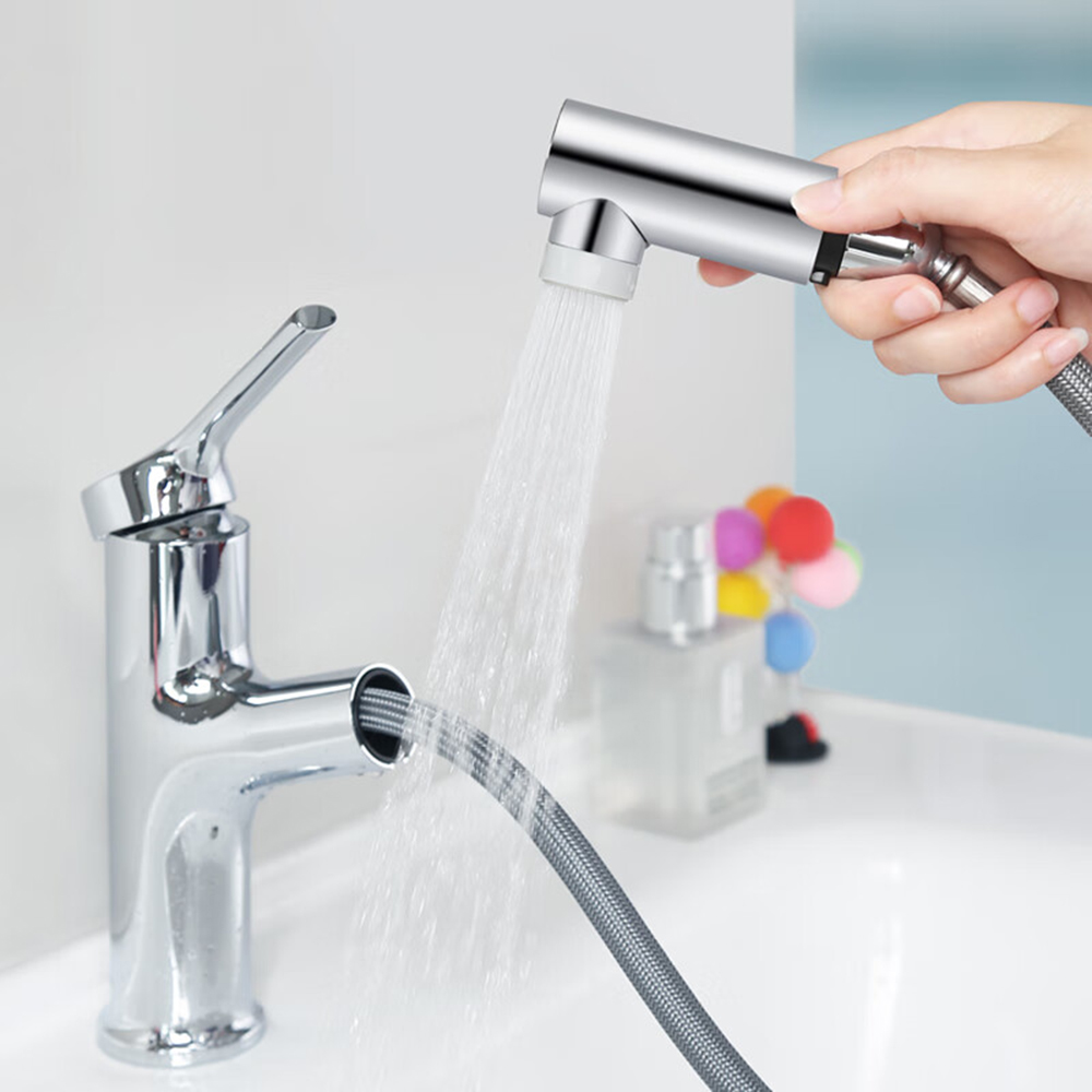 Aquacubic Single Hole brass Dual Spray Modes Bathroom Faucet with Pull Out Sprayer