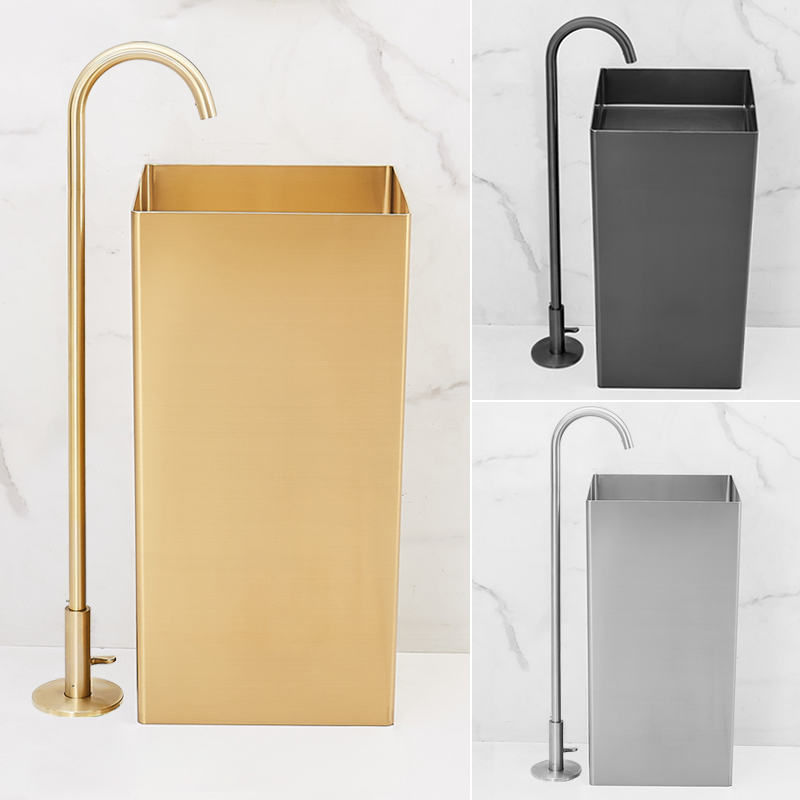 Manufacturer Hot Sale Basins Stainless Steel Floor Type Pedestal bathroom Sink